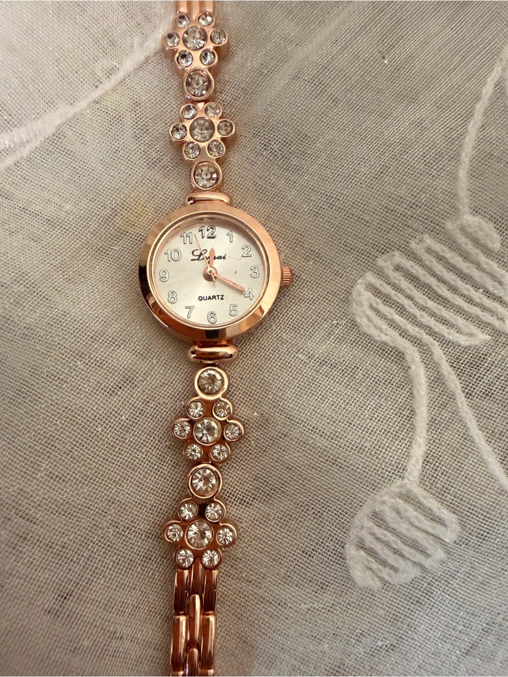 Crystal Accent Rose Gold Bracelet Watch for Women